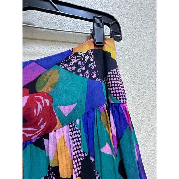 VTG Rickie Freeman For Terijon Skirt 4 100% Silk Lined Floral Retro Flowy Girly - Picture 8 of 10
